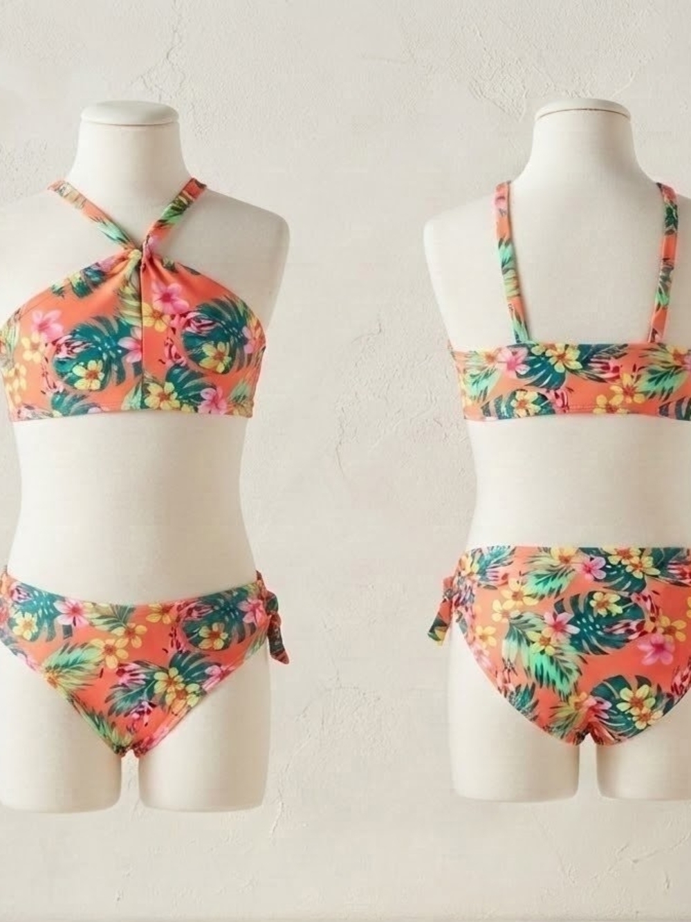 Art Class Radiant Floral Plumeria Bloom Bikini Set Girls Pool Party- Sz S (6-7)